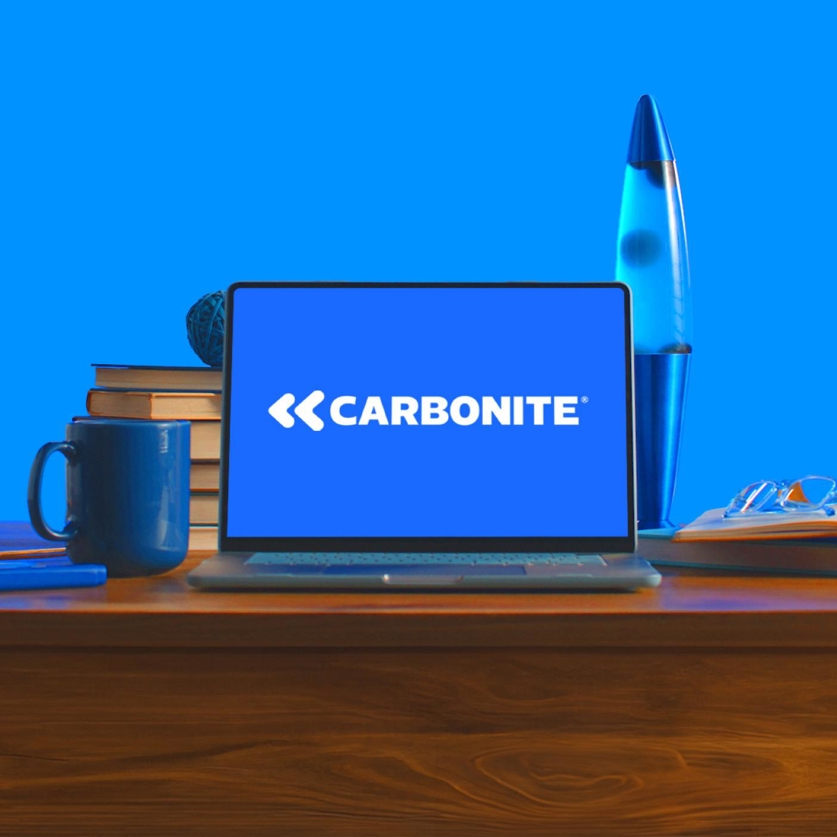 Carbonite logo on computer screen