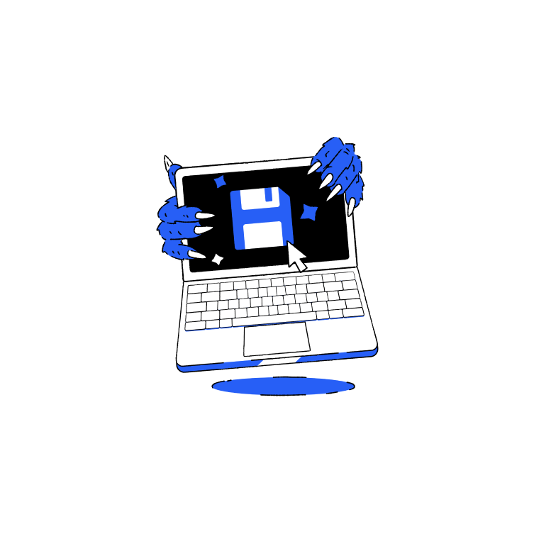 Color illustration showing laptop PC screen with Halloween theme