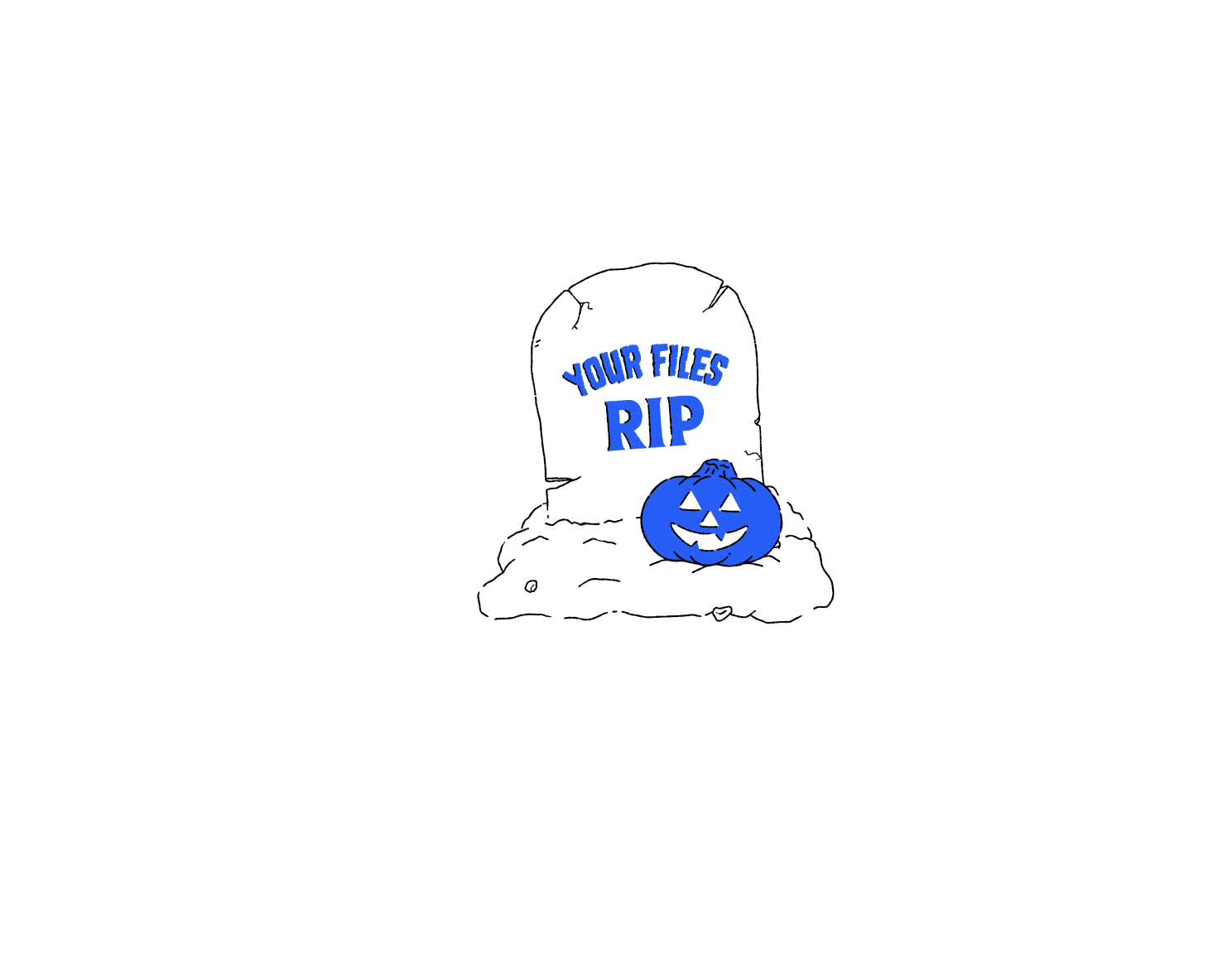 Photo illustration of tombstone displaying the message "Your files RIP"