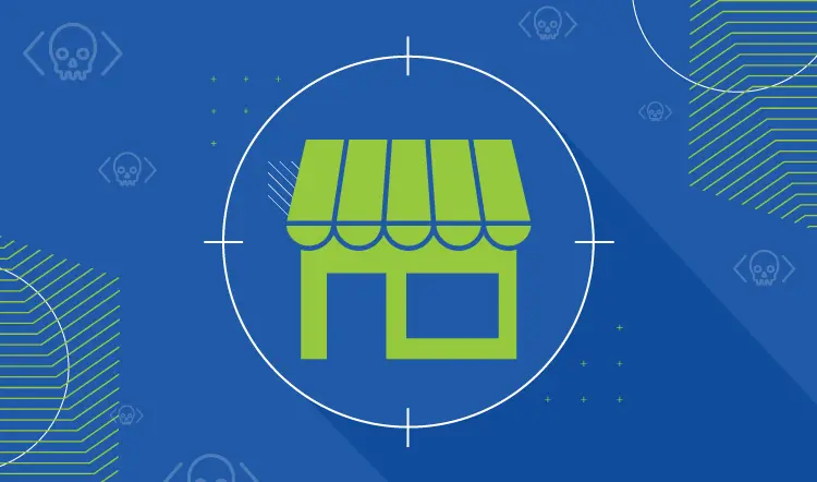 Color illustration of business storefront in crosshairs.