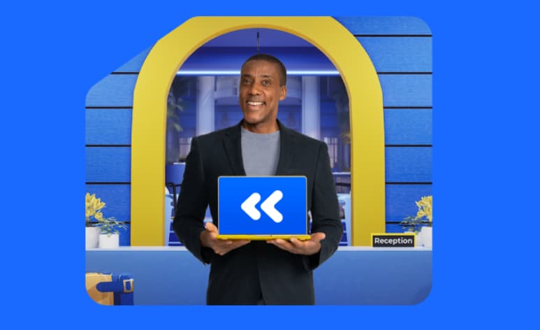 Man holding laptop PC