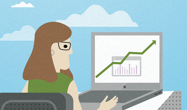 color illustration of man looking at chart