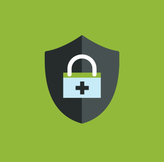 Color illustration of a lock representing secure medical data.