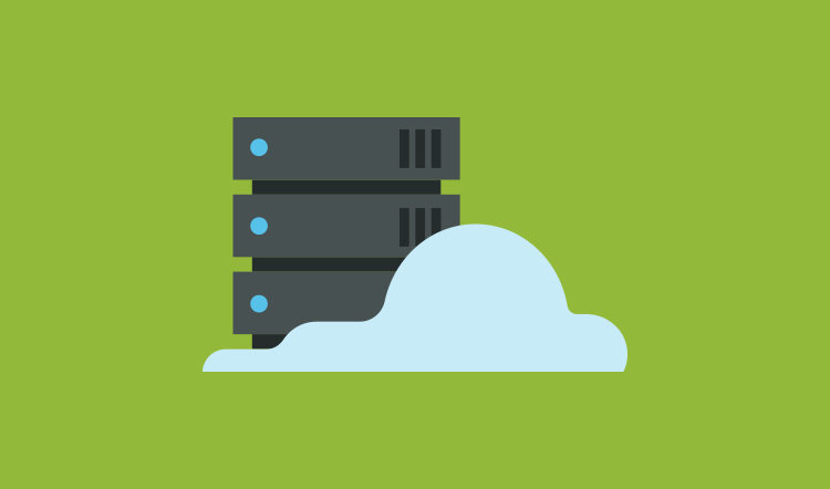 Color illustration of a cloud-based computer server.