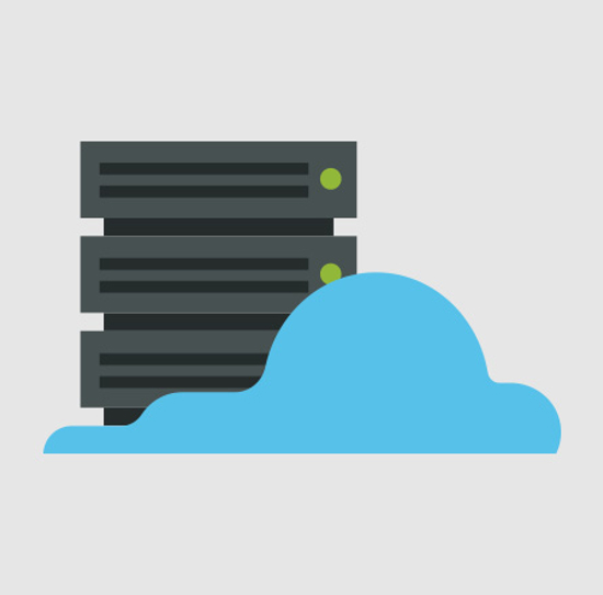 Color illustration of a cloud-based computer server.