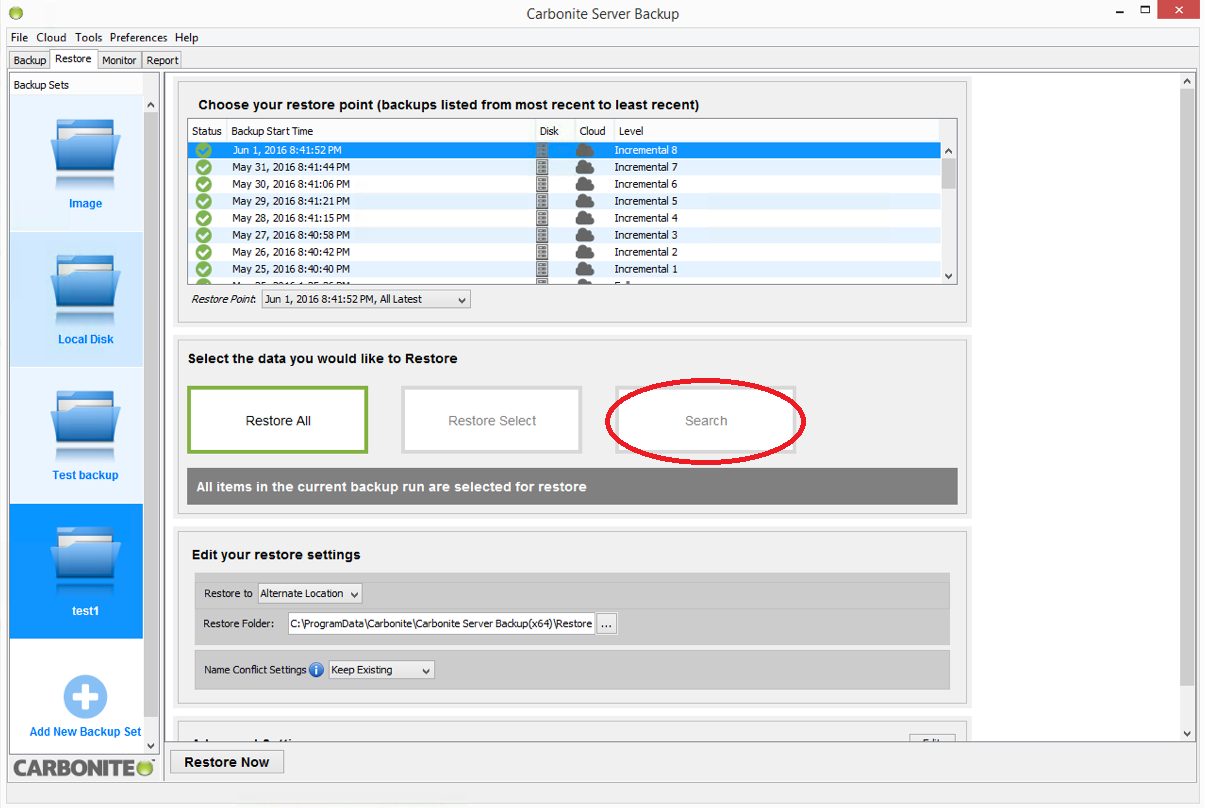 Carbonite Online Backup Restore