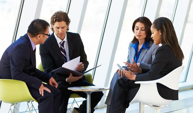 business people talking