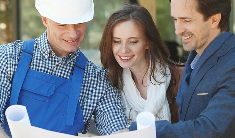 construction workers talking