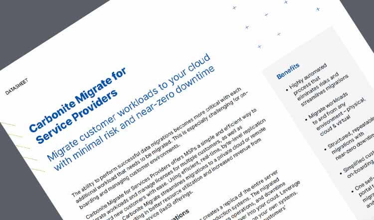 Carbonite Migrate for Service Providers datasheet