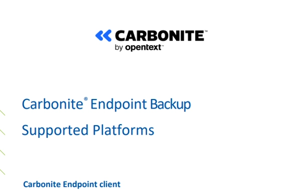 Carbonite Endpoint Backup Supported Platforms datasheet