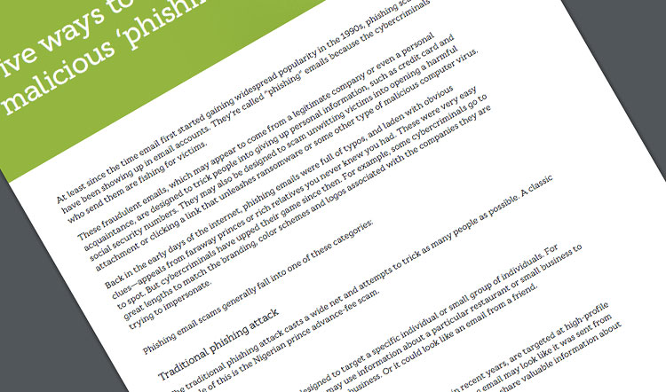 Five ways to detect a malicious "phishing" email