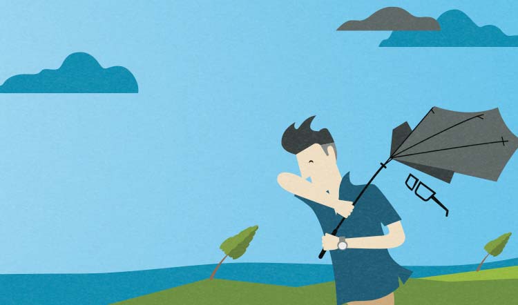 Man holding umbrella