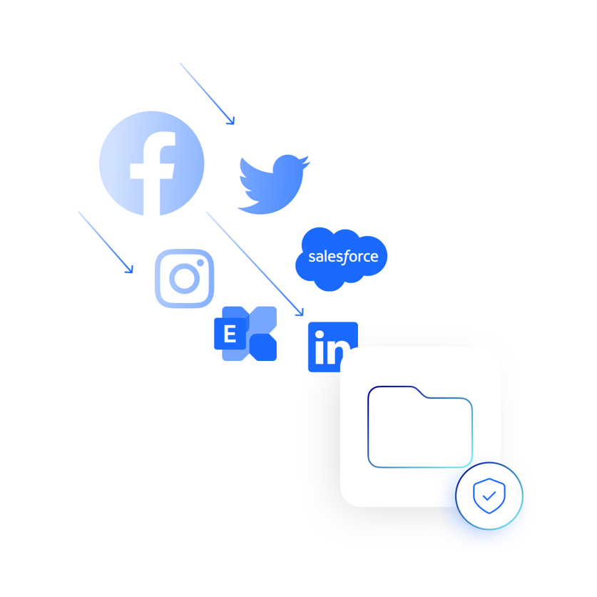 Illustration showing social media content going into a folder.