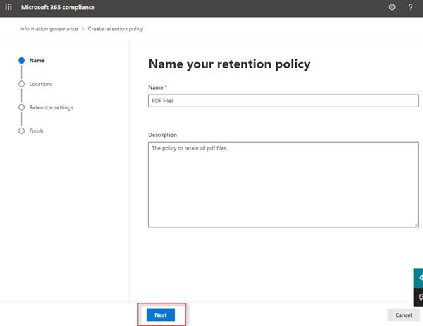 Microsoft 365 compliance: Naming a PDF files retention policy